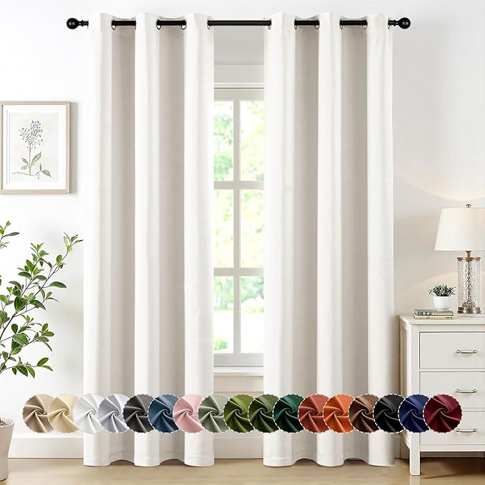 MIULEE Blackout Curtains for Bedroom 2 Panels 40 x 72 Inch Long Ivory | Thermal by MIULEE