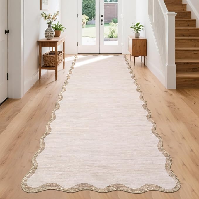 GarveeHome Scalloped Washable Runner Rug 2'6'' x 10' Non Slip Kitchen Rugs | - Image 2