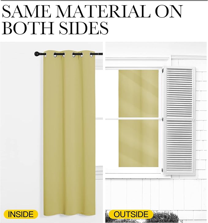 NICETOWN Paler Yellow Blackout Curtains 120" Long for Office, Dining Room, Guest Room, 55" Wide, 2 Pieces, Sound Reducing Heat and Cold Block Curtain Panels for Modern Decorative