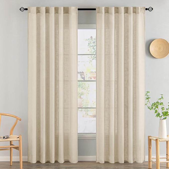 MIULEE Linen Curtains 52x84 Inch Length 2 Panels by MIULEE