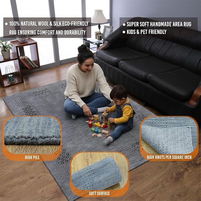 Rugsotic Carpets Hand Knotted Loom Wool ECO-Friendly Area Rugs - Image 5