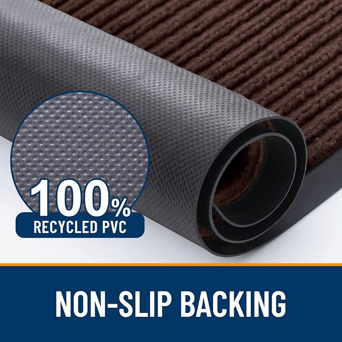 OLANLY 2-Pack Front Door Mats 59x34, Waterproof Heavy-Duty Doormats | Brown - Image 3