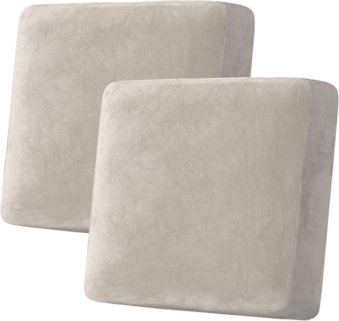 H.VERSAILTEX Velvet Stretch Couch Cushion Cover Plush Cushion Slipcover by HVERSAILTEX