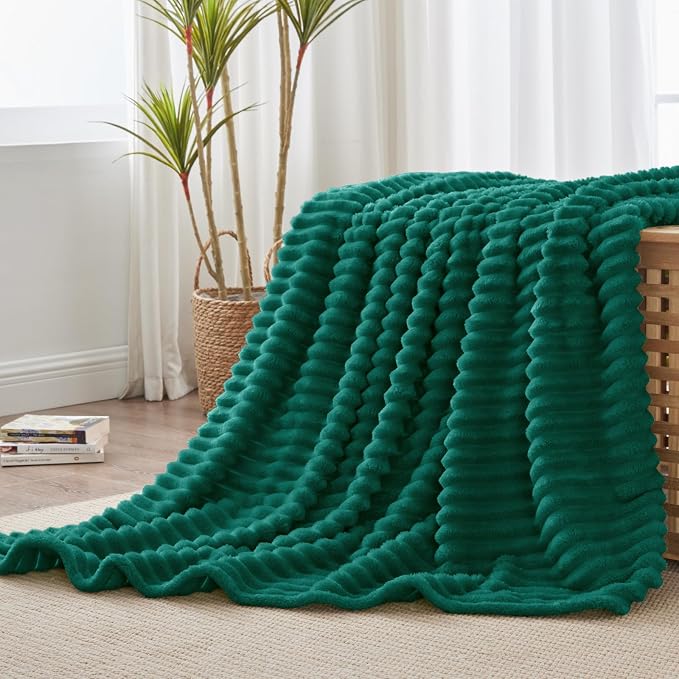 BEDELITE Ribbed Twin Blanket for Couch & Bed, Emerald Green, Warm Yet - Image 7