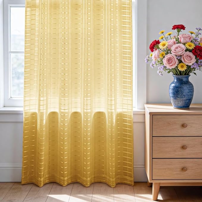 SpaceDresser Check Sheer Curtains 72 Inches Long - Image 3