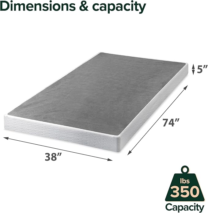 ZINUS 5 Inch Twin Metal Smart Box Spring with Quick Assembly, Mattress Foundation, Strong Metal Frame, Easy Assembly