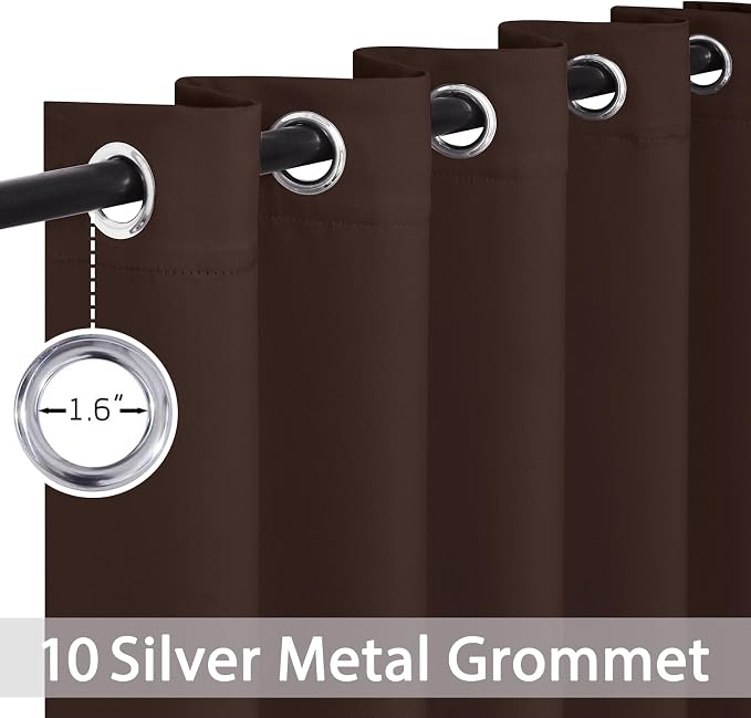 Yakamok Room Darkening Curtains 62x96 inch Long Chocolate Brown-Bedroom | 2 - Image 3