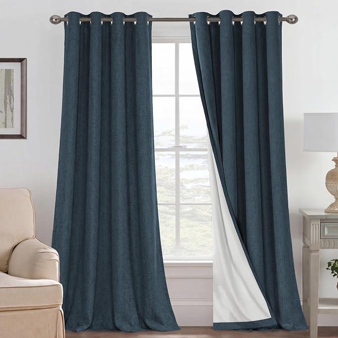 H.VERSAILTEX Blackout Curtains Linen Curtains 120 inches Long 100% Black Out by HVERSAILTEX