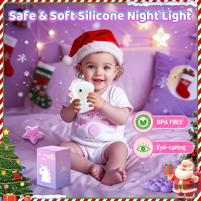 Unicorn Toys, Night Light for Kids Night Light,16 Colors+Silicone+Dimmable+12 Hours Use Nightlight for Kids Room,Unicorn Toys for Girls Age 4-6, Christmas Gifts for Baby,Adults,Toddler Girl Room Decor