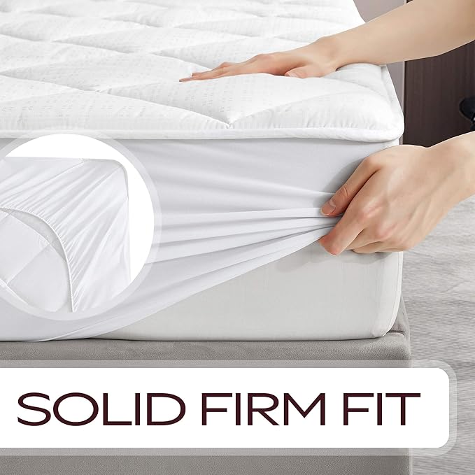 MAXI California King Mattress Pad - Luxurious Cotton Sateen Mattress Protector - Soft, Comfortable, and Breatheable Mattress Cover - Mattress Pad Protects Mattress from Dust, Dirt, Spills, and Stains