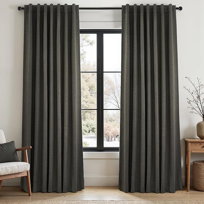95 Inch Long Gray Blackout Curtains by Topfinel
