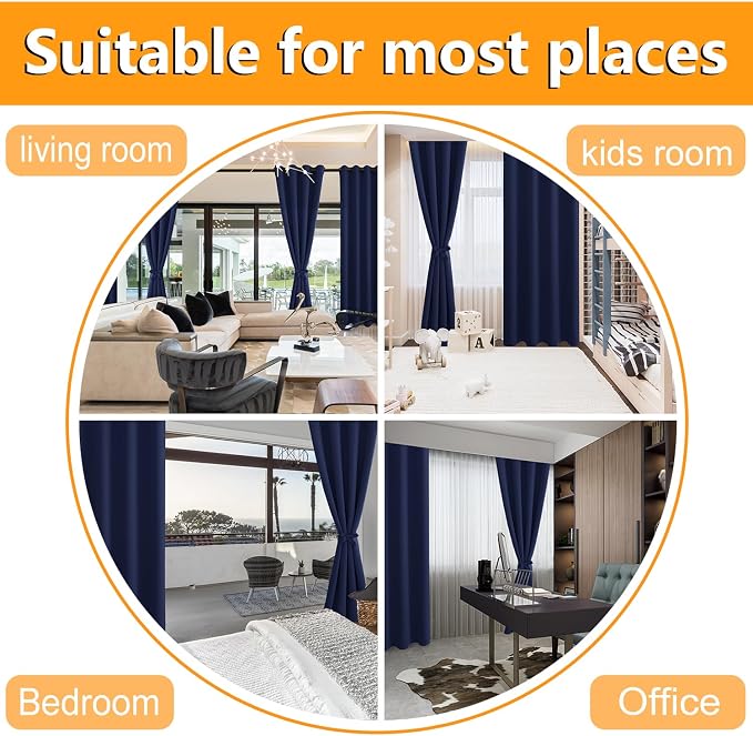 Blackout Curtains for Bedroom, 52 x 36 Inch, 2 Panels | Thermal Insulated & - Image 7