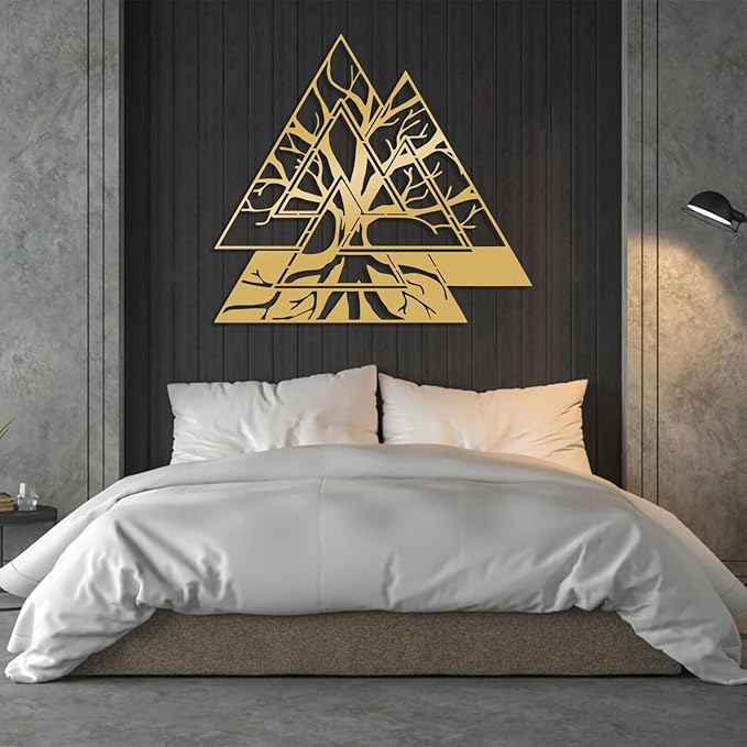 Metal Viking Wall Decor, Tree of Life Metal Wall Art, Norse Viking Decor, Norse Pagan Decor, Pagan Wall Decor, Tree of Life Wall Sculpture, Scandinavian Home Decor, Godly Home Decor (Black, 24"x14"|60x60cm)
