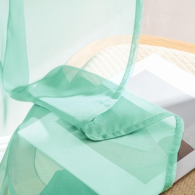 MIULEE Aqua Sheer Curtains 96 Inches Long 4 Panels 42 x 96 Inches | Light - Image 7