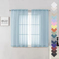 Sky Blue Sheer Curtains for Bedroom 54 Inch Length 2 Panels, Durable & Soft by Lecloud