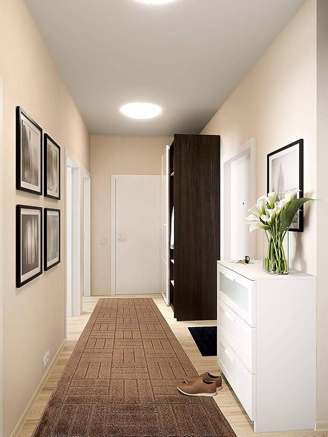 Custom Length Hallway Runner Rug, Slip Resistant, Bricks Brown, 26 Inch X 34 - Image 2