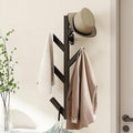 Vlush Wall Mounted Metal Coat Rack with 6 Hooks Modern Minimalist clothes rack, Upright Coat Rack for Hanging Clothes, Hats, Hanging Bags and Scarves Entrance Wall Iron Coat Racks (Black)