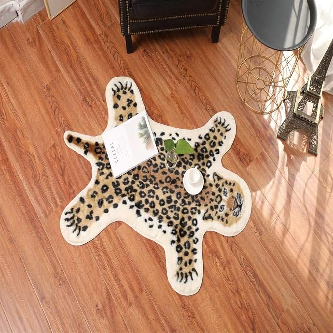 Leopard Print Rug Faux Fur Cowhide Skin Rug Animal Printed Area Rug Carpet - Image 3