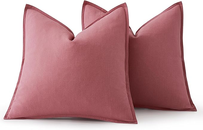 MIULEE Decorative Linen Pillow Covers 18x18 Inch Cranberry Red | Boho - Image 6