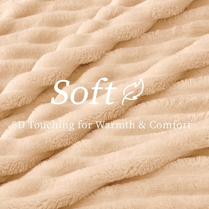 BEDELITE Ribbed Twin Blanket for Couch & Bed, Blush Sand, Warm Yet Lightweight - Image 4