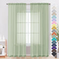 Light Green Sheer Curtains 90 Inches Long 2 Panels by OVZME