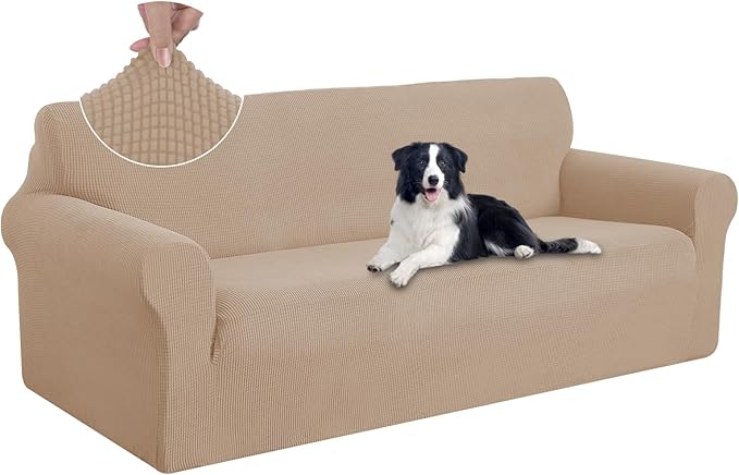 U-NICE HOME Oversized Stretch Couch Cover Slipcover, Camel | 3 Cushion Sofa by U-NICEHOME