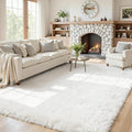 5x7 Fluffy Shag Area Rugs for Living Room Bedroom: Soft Plush Carpet White | by CarpetAddColortoYourLife