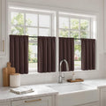 MIULEE 4-Panel 36 Inch Blackout Kitchen Tier Curtains Over Sink Dark Brown | by MIULEE