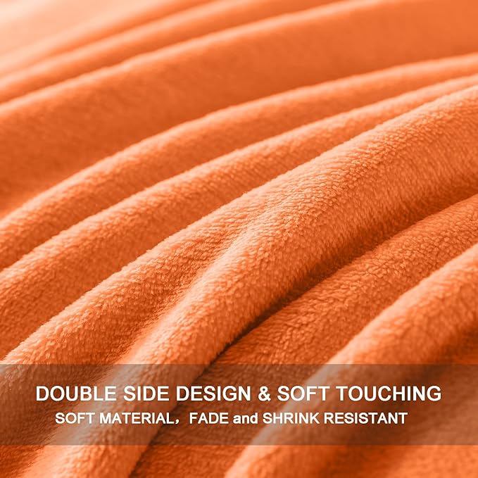 Soft Queen Size Blanket for All Season Warm Fuzzy Microplush Lightweight Thermal Fleece Summer Autumn Fall Winter Spring Blankets for Queen Full Bed Couch Sofa,90x90 Inches,Orange