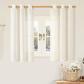 45 Inch Short Window Linen Curtains, Cream Ivory Light Filtering Panels Bronze by LAMIT