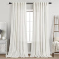 Beige White 102 Inch Linen Curtains by Nanspring