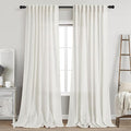 Beige White Linen Curtains 96 Inches Long by Nanspring