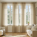 MIULEE Beige Sheer Curtains 63 Inches Long 4 Panels 42 x 63 Inches | Light by MIULEE