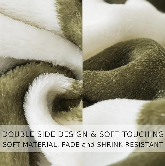 Checkered Queen Size Blanket,90x90 Inches Sage Green Microfiber Soft Cozy Fluffy Warm Hand Made Queen Throw Blankets for Queen Full Bed,Couch, Sofa, Chair, Camping, Picnic,Sage Green