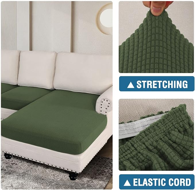 H.VERSAILTEX Sectional Couch Covers 3 Pieces Sofa Seat Cushion Covers L Shape - Image 6