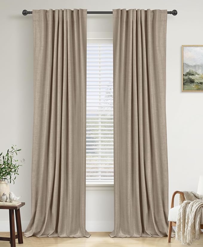 Faux Linen Total Blackout Curtain by 100BlackoutShield