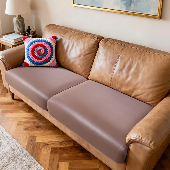 Fuloon Faux Leather Couch Cushion Slipcover, Waterproof Stretch Covers - Image 4