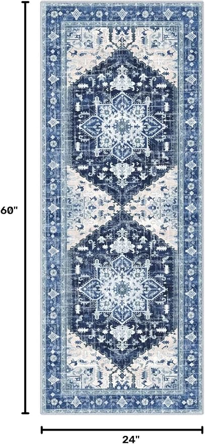 Yamaziot Washable Runner Rug, 2x5 Non-Slip Boho Vintage Hallway Rug Runner - Image 2