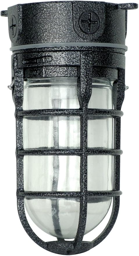 Woods L1706BLK Vandal Resistant 150W Incandescent Security Light, Ceiling Mount, Hammered Black