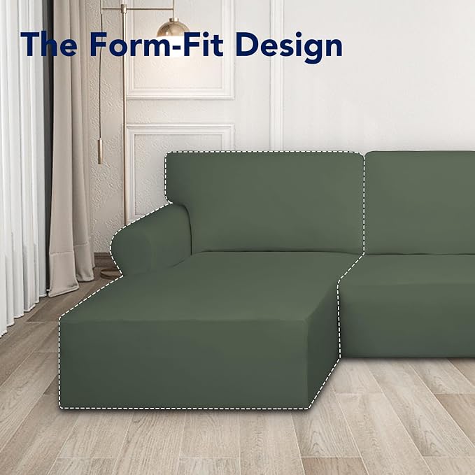 PureFit Stretch Sectional Couch Covers 2 pcs Non Slip L Shape Sofa Cover - Image 5