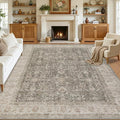 8x10 Area Rugs Living Room: Bedroom Washable Carpet Warm Taupe | Large Vintage by Luxturiy
