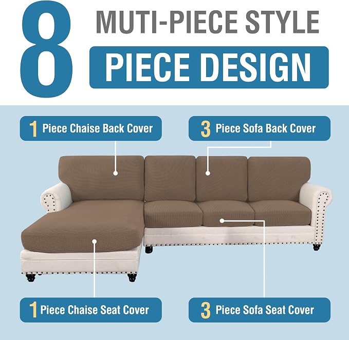 H.VERSAILTEX Sectional Couch Covers 4 Pieces Sofa Seat Cushion Covers L Shape - Image 2