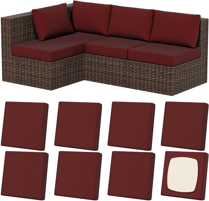 8Pcs Outdoor Cushion Covers, Stretch Patio Furniture Couch Chair Slipcovers | by VORSHAPE