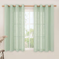Semi Sheer Linen Curtains 45 Inches Long, Light Filtering Panels Bronze Grommet by LAMIT