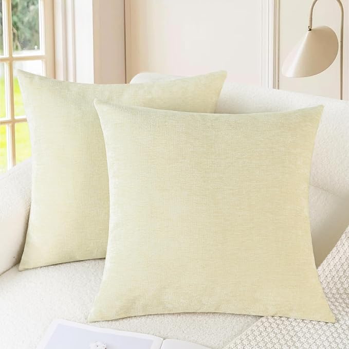 CaliTime Decorative Couch Throw Pillow Covers 24 X 24 Inches Beige | Pack of 2 by CaliTime