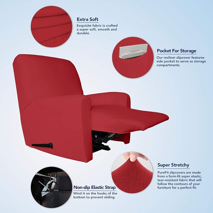 PureFit Stretc Recliner Chair Covers Fleece Soft Couch Covers - Image 3