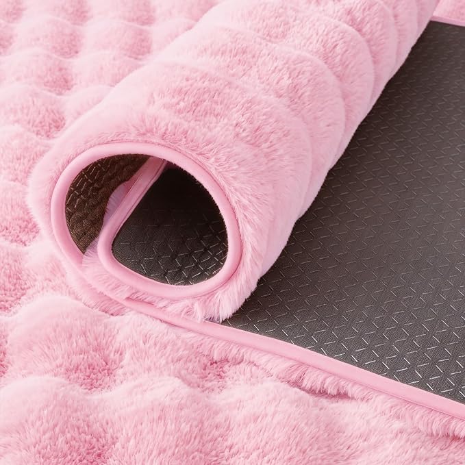Pink Rabbit Plush Rug 2'x3', Fluffy Shaggy Area Rug - Image 8