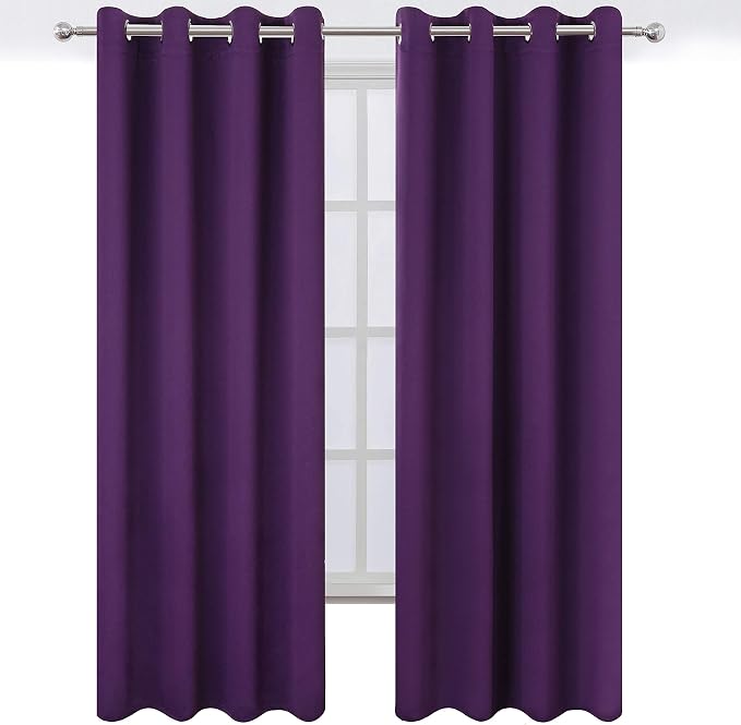 Purple Blackout Curtains 52 x 84 Inch Length/Set of 2 Curtain Panels/Thermal - Image 2