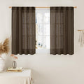 40 Inch Length Linen Curtains for Small Windows Over Silk 2 Panels | Semi Sheer by LAMIT