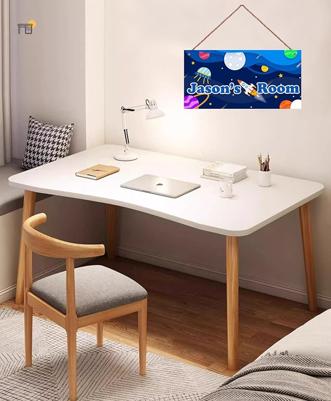 Personalized Sign Rocket Sign, Outer Space Theme Wall Art Decor For Little Man Cave Custom Name Door Plate for Kids Room Nursery Stars Art Plate For Girls Bedroom Boys Room